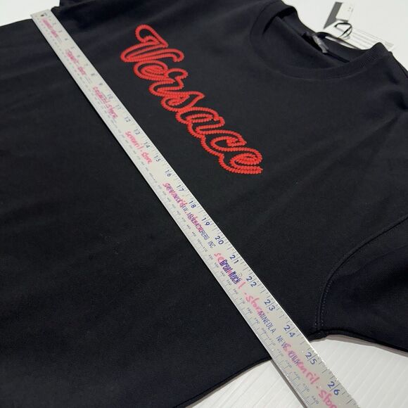 NWT Versace Men Size XL Embroidered Red Logo Black Sweatshirt Sweater $850 - Picture 6 of 8